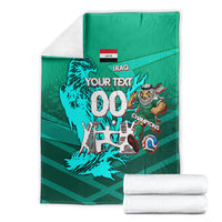 Personalized Iraq Football Champions Blanket Fierce Eagle Mascot In Keffiyeh