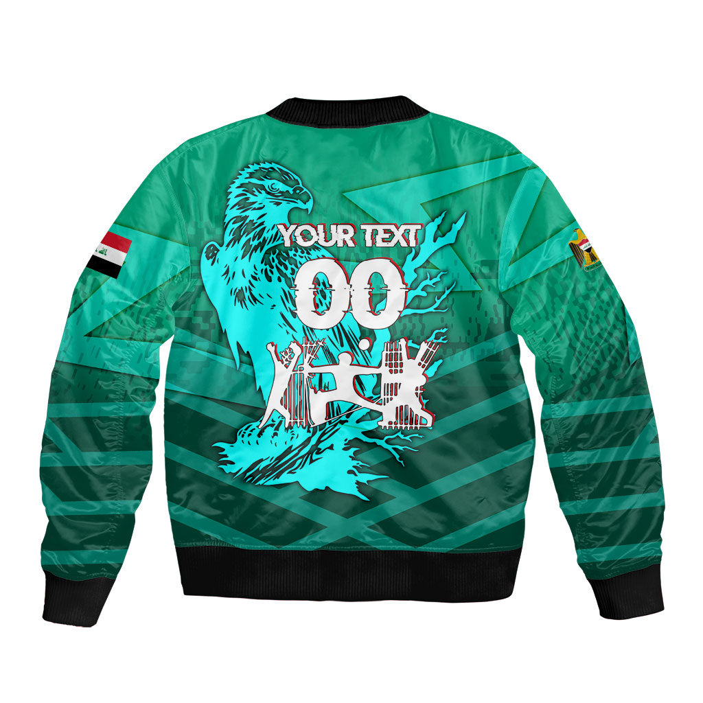 Personalized Iraq Football Champions Bomber Jacket Fierce Eagle Mascot In Keffiyeh