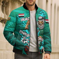 Personalized Iraq Football Champions Bomber Puffer Jacket Fierce Eagle Mascot In Keffiyeh