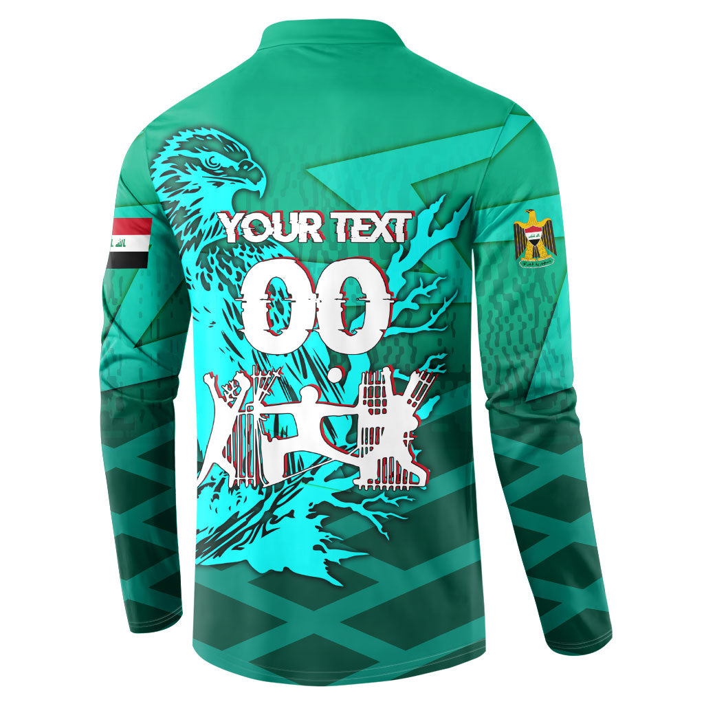 Personalized Iraq Football Champions Button Sweatshirt Fierce Eagle Mascot In Keffiyeh