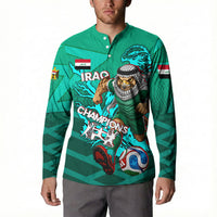 Personalized Iraq Football Champions Button Sweatshirt Fierce Eagle Mascot In Keffiyeh