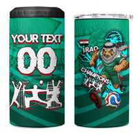Personalized Iraq Football Champions 4 in 1 Can Cooler Tumbler Fierce Eagle Mascot In Keffiyeh