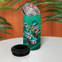 Personalized Iraq Football Champions 4 in 1 Can Cooler Tumbler Fierce Eagle Mascot In Keffiyeh
