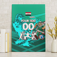 Personalized Iraq Football Champions Canvas Wall Art Fierce Eagle Mascot In Keffiyeh