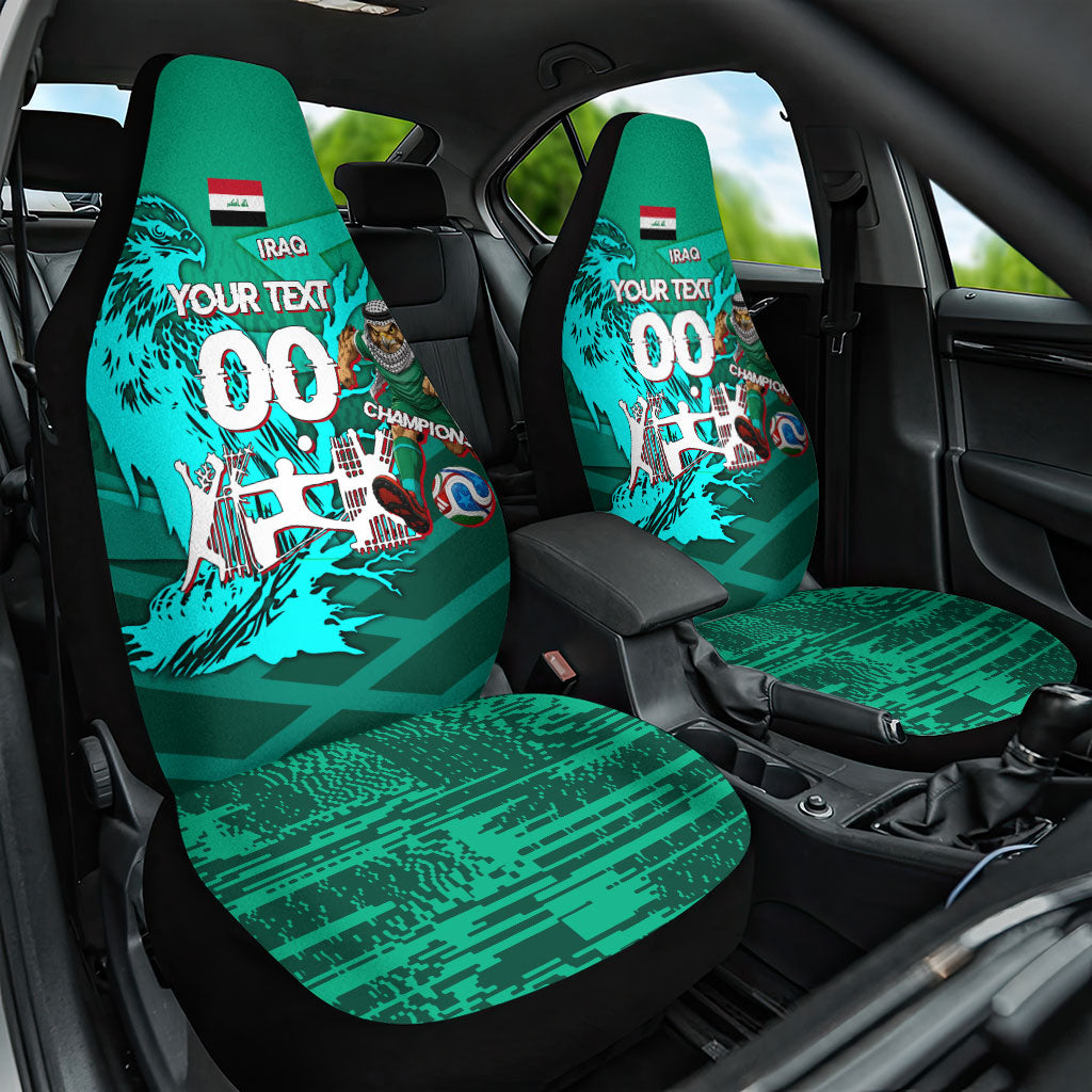 Personalized Iraq Football Champions Car Seat Cover Fierce Eagle Mascot In Keffiyeh