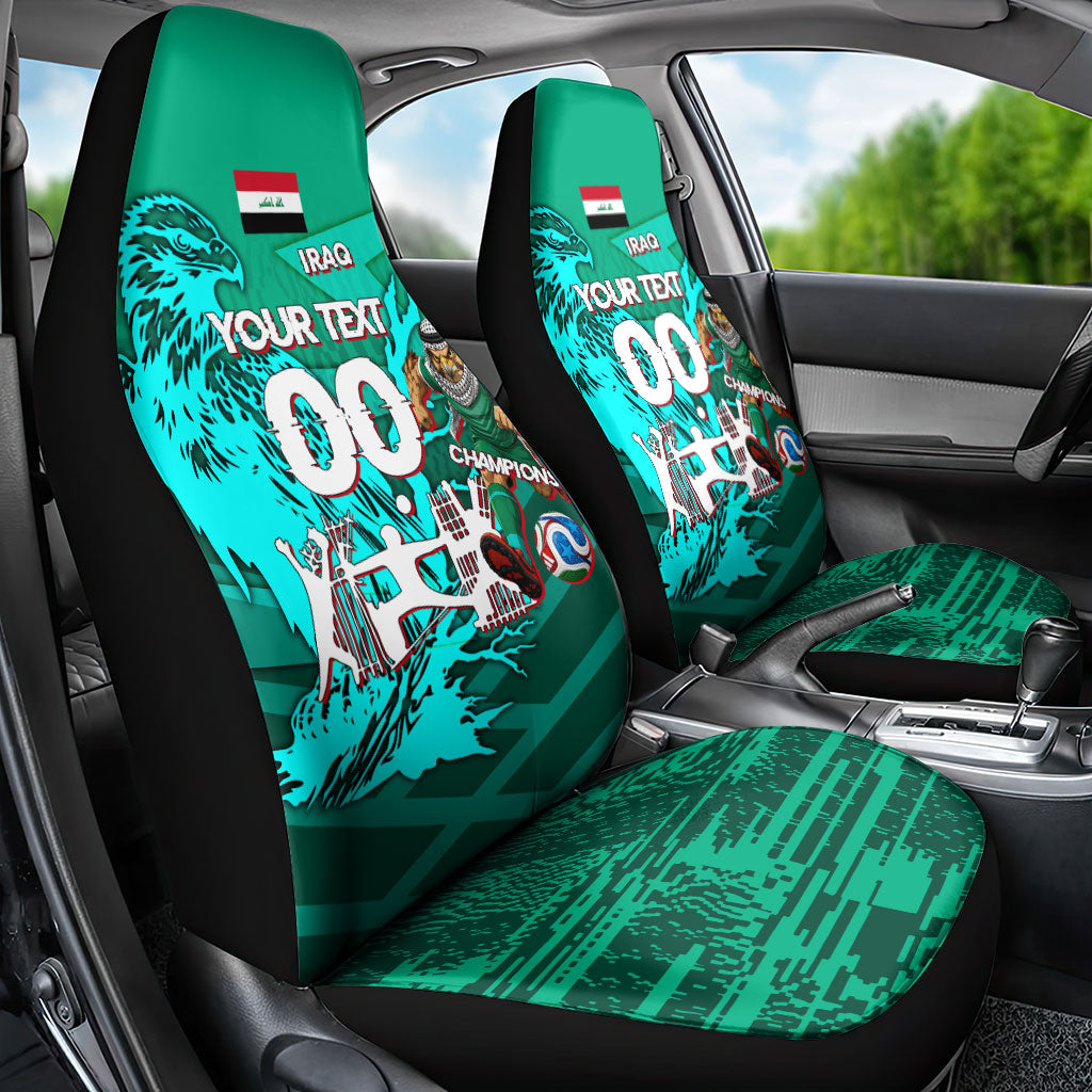 Personalized Iraq Football Champions Car Seat Cover Fierce Eagle Mascot In Keffiyeh