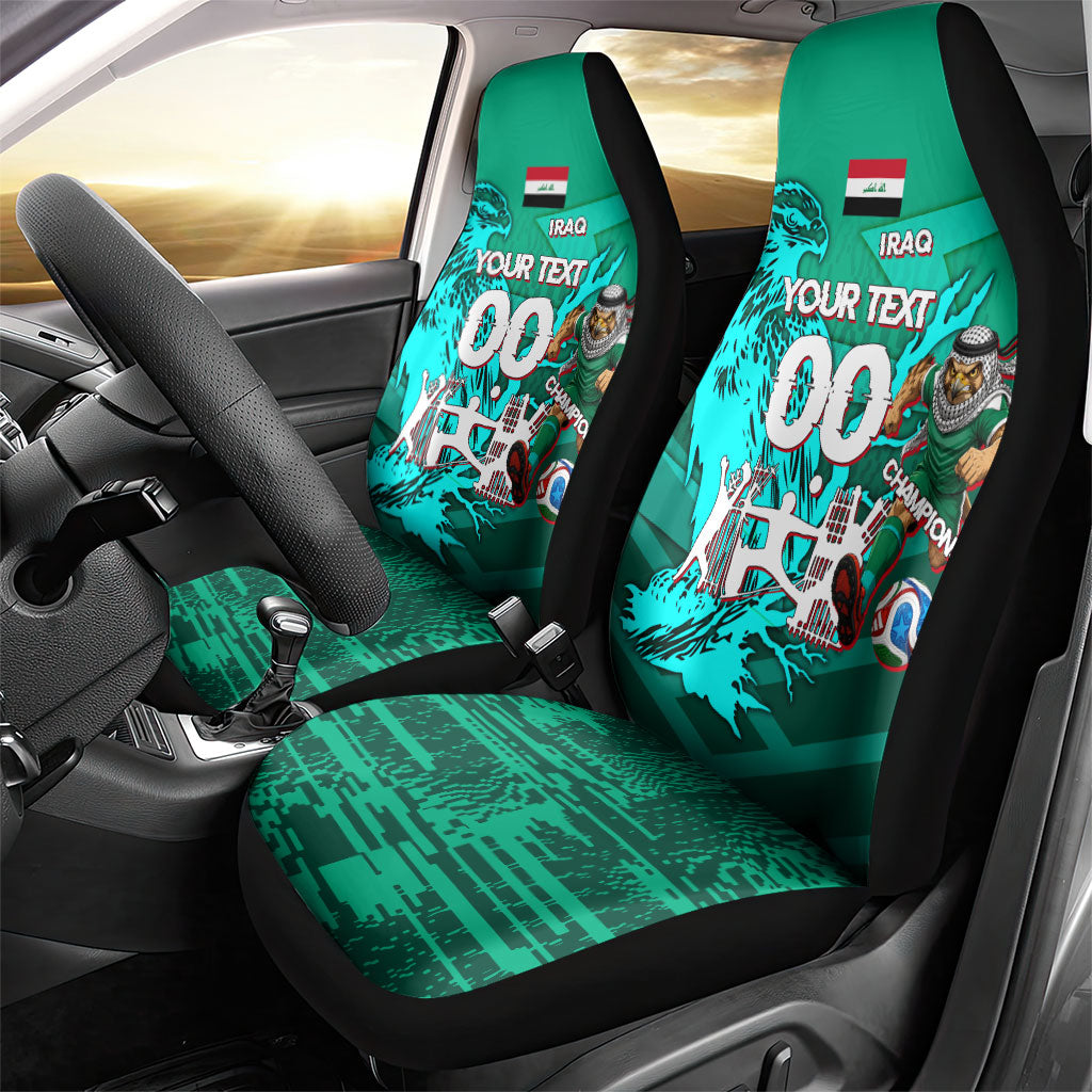 Personalized Iraq Football Champions Car Seat Cover Fierce Eagle Mascot In Keffiyeh