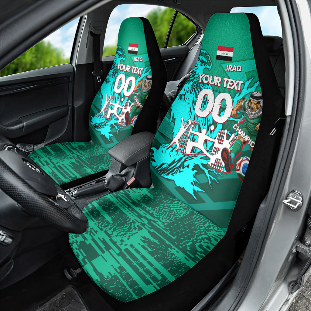 Personalized Iraq Football Champions Car Seat Cover Fierce Eagle Mascot In Keffiyeh