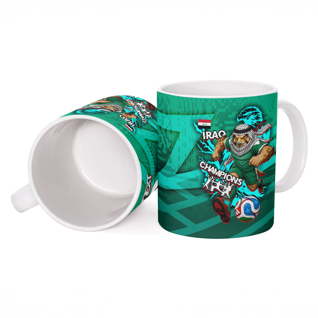 Personalized Iraq Football Champions Ceramic Mug Fierce Eagle Mascot In Keffiyeh