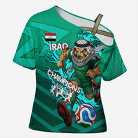 Personalized Iraq Football Champions Cross Shoulder Shirt Fierce Eagle Mascot In Keffiyeh