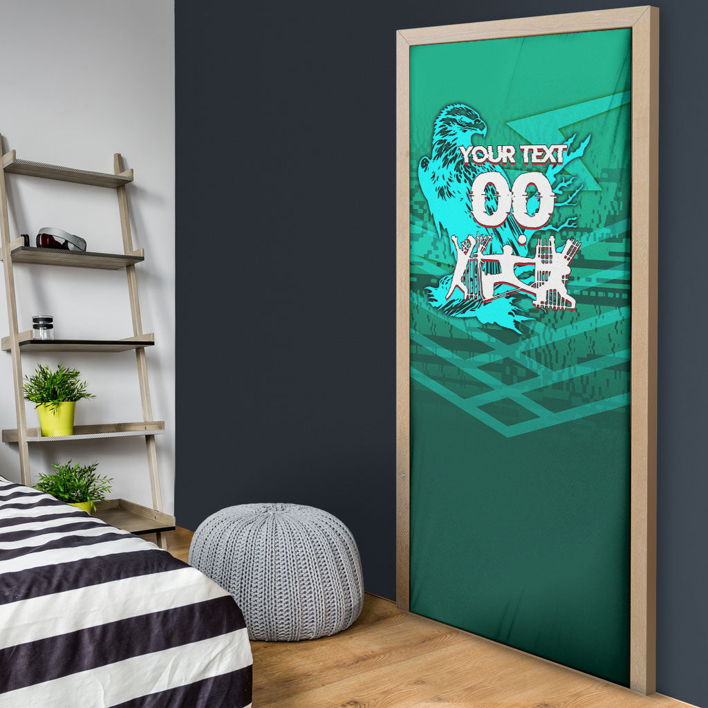 Personalized Iraq Football Champions Door Cover Fierce Eagle Mascot In Keffiyeh