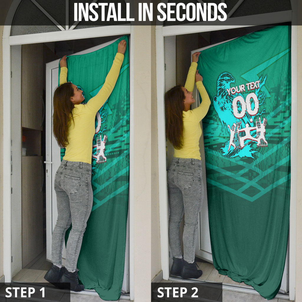Personalized Iraq Football Champions Door Cover Fierce Eagle Mascot In Keffiyeh