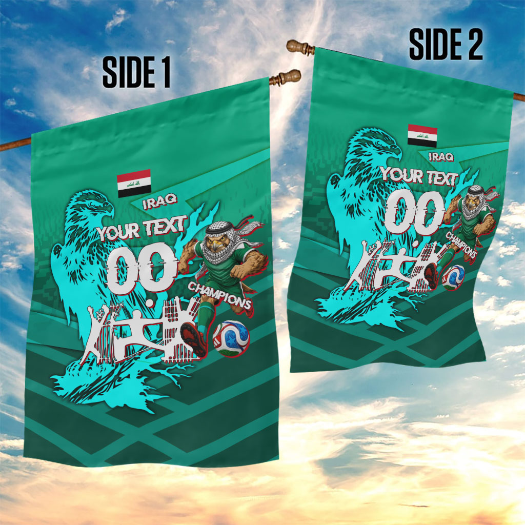 Personalized Iraq Football Champions Garden Flag Fierce Eagle Mascot In Keffiyeh