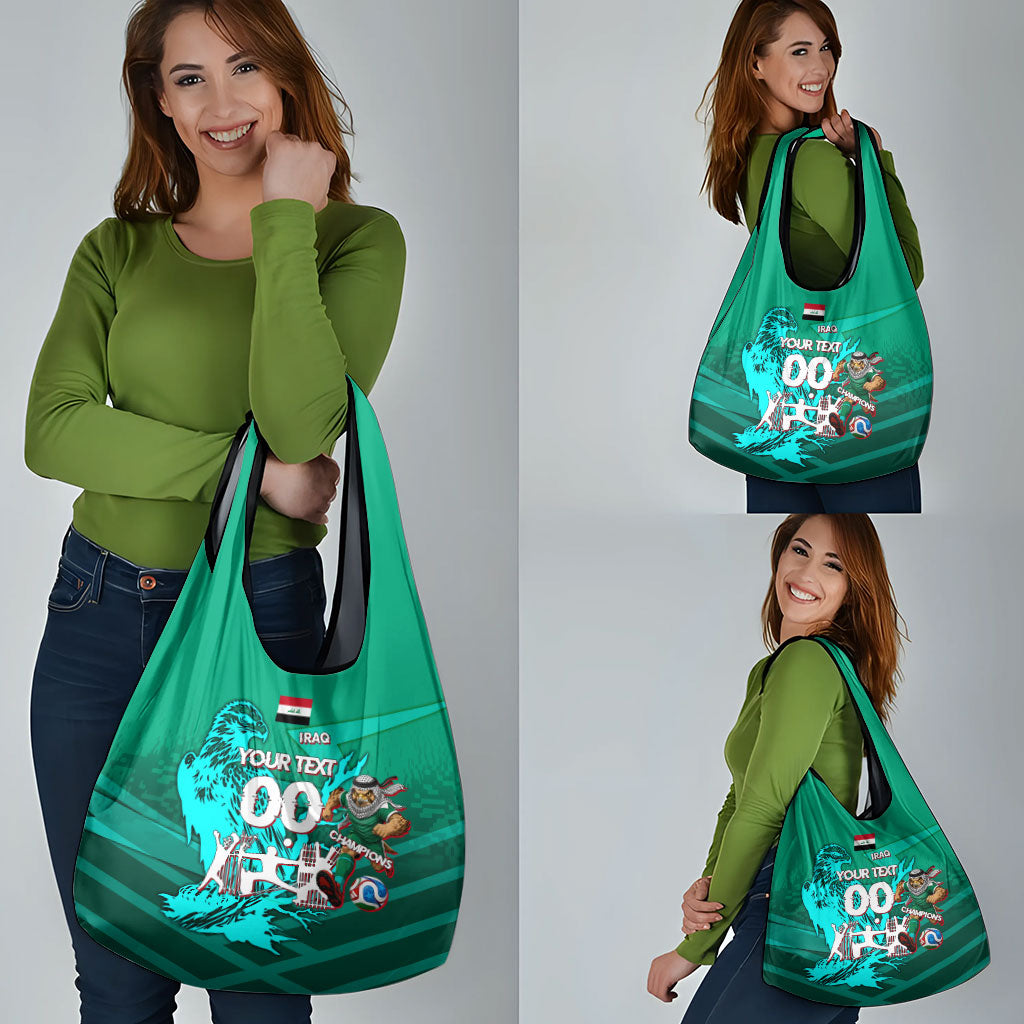 Personalized Iraq Football Champions Grocery Bag Fierce Eagle Mascot In Keffiyeh