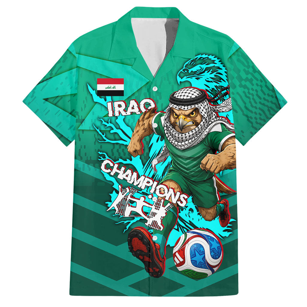 Personalized Iraq Football Champions Hawaiian Shirt Fierce Eagle Mascot In Keffiyeh