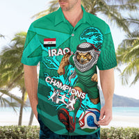 Personalized Iraq Football Champions Hawaiian Shirt Fierce Eagle Mascot In Keffiyeh