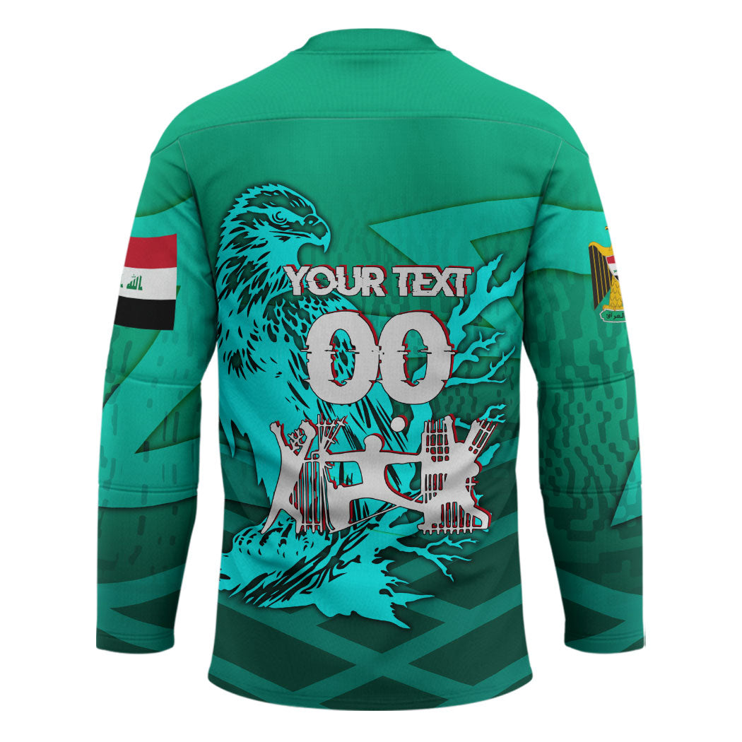 Personalized Iraq Football Champions Hockey Jersey Fierce Eagle Mascot In Keffiyeh