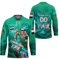Personalized Iraq Football Champions Hockey Jersey Fierce Eagle Mascot In Keffiyeh