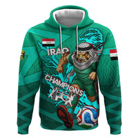 Personalized Iraq Football Champions Hoodie Fierce Eagle Mascot In Keffiyeh
