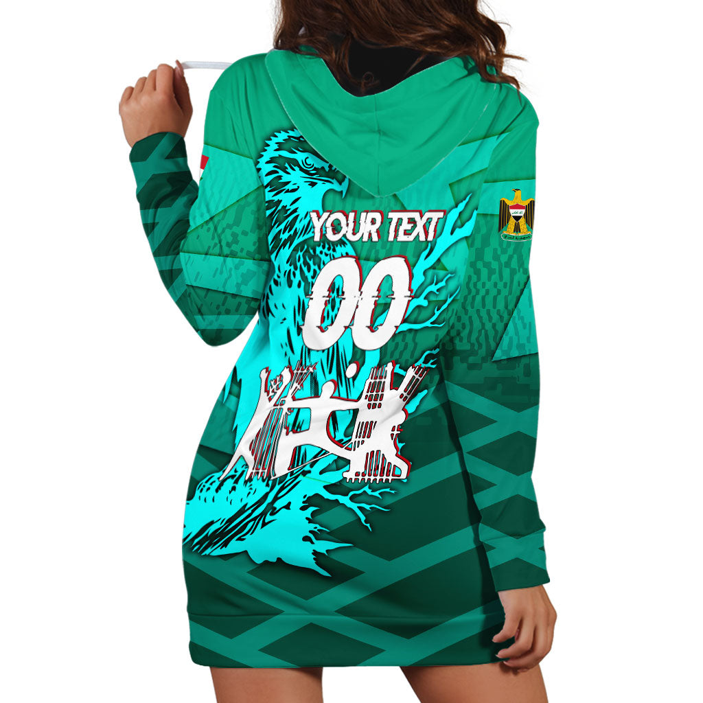 Personalized Iraq Football Champions Hoodie Dress Fierce Eagle Mascot In Keffiyeh