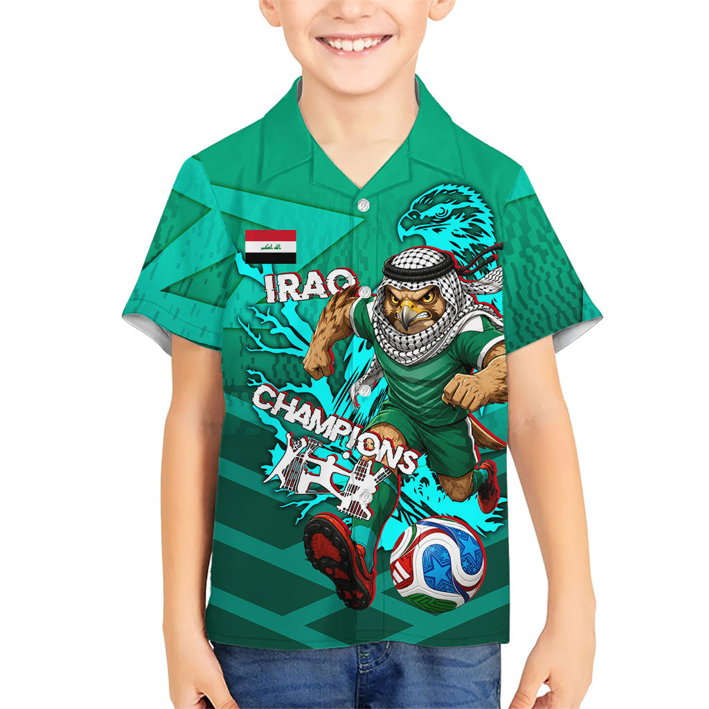 Personalized Iraq Football Champions Kid Hawaiian Shirt Fierce Eagle Mascot In Keffiyeh