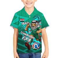 Personalized Iraq Football Champions Kid Hawaiian Shirt Fierce Eagle Mascot In Keffiyeh