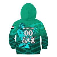 Personalized Iraq Football Champions Kid Hoodie Fierce Eagle Mascot In Keffiyeh