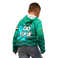 Personalized Iraq Football Champions Kid Hoodie Fierce Eagle Mascot In Keffiyeh