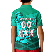 Personalized Iraq Football Champions Kid Polo Shirt Fierce Eagle Mascot In Keffiyeh