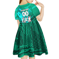 Personalized Iraq Football Champions Kid Short Sleeve Dress Fierce Eagle Mascot In Keffiyeh