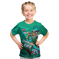 Personalized Iraq Football Champions Kid T Shirt Fierce Eagle Mascot In Keffiyeh