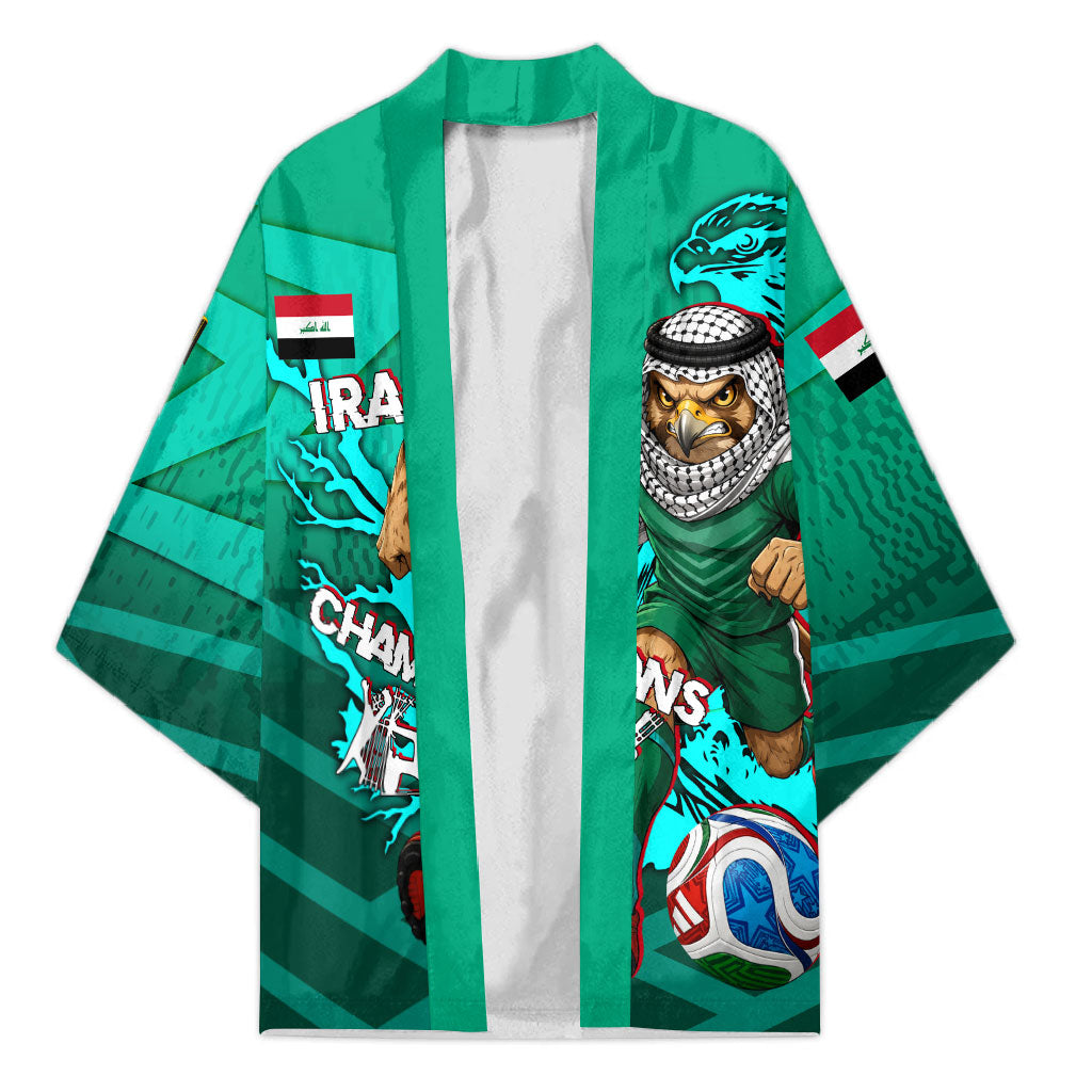 Personalized Iraq Football Champions Kimono Fierce Eagle Mascot In Keffiyeh