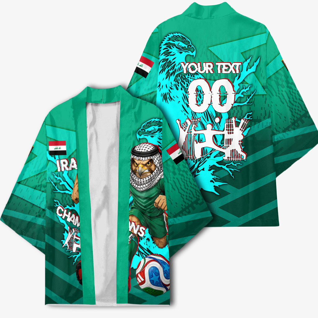Personalized Iraq Football Champions Kimono Fierce Eagle Mascot In Keffiyeh