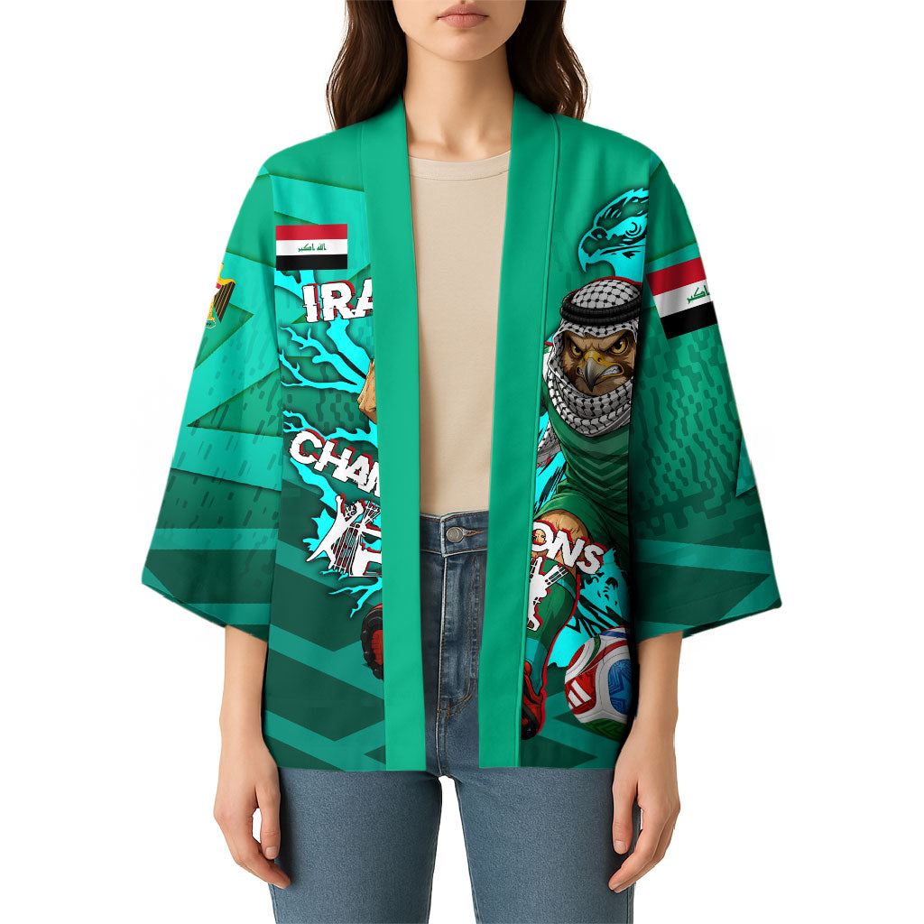Personalized Iraq Football Champions Kimono Fierce Eagle Mascot In Keffiyeh