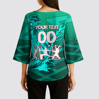 Personalized Iraq Football Champions Kimono Sleeve Blouse Fierce Eagle Mascot In Keffiyeh