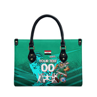 Personalized Iraq Football Champions Leather Bag Fierce Eagle Mascot In Keffiyeh