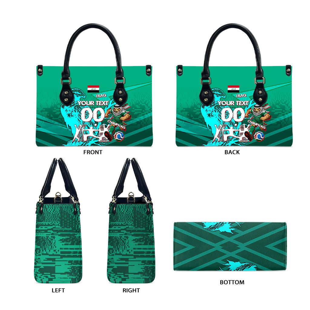 Personalized Iraq Football Champions Leather Bag Fierce Eagle Mascot In Keffiyeh
