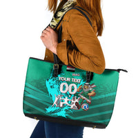 Personalized Iraq Football Champions Leather Tote Bag Fierce Eagle Mascot In Keffiyeh