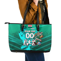 Personalized Iraq Football Champions Leather Tote Bag Fierce Eagle Mascot In Keffiyeh