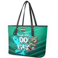 Personalized Iraq Football Champions Leather Tote Bag Fierce Eagle Mascot In Keffiyeh