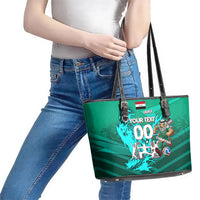 Personalized Iraq Football Champions Leather Tote Bag Fierce Eagle Mascot In Keffiyeh