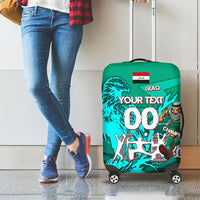 Personalized Iraq Football Champions Luggage Cover Fierce Eagle Mascot In Keffiyeh