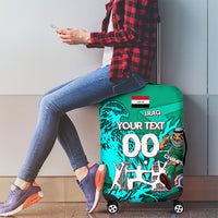 Personalized Iraq Football Champions Luggage Cover Fierce Eagle Mascot In Keffiyeh