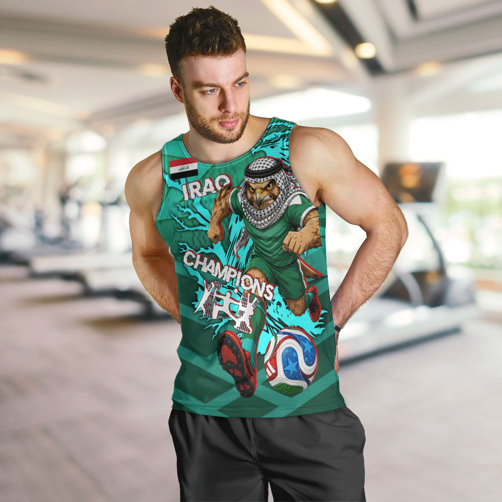 Personalized Iraq Football Champions Men Tank Top Fierce Eagle Mascot In Keffiyeh