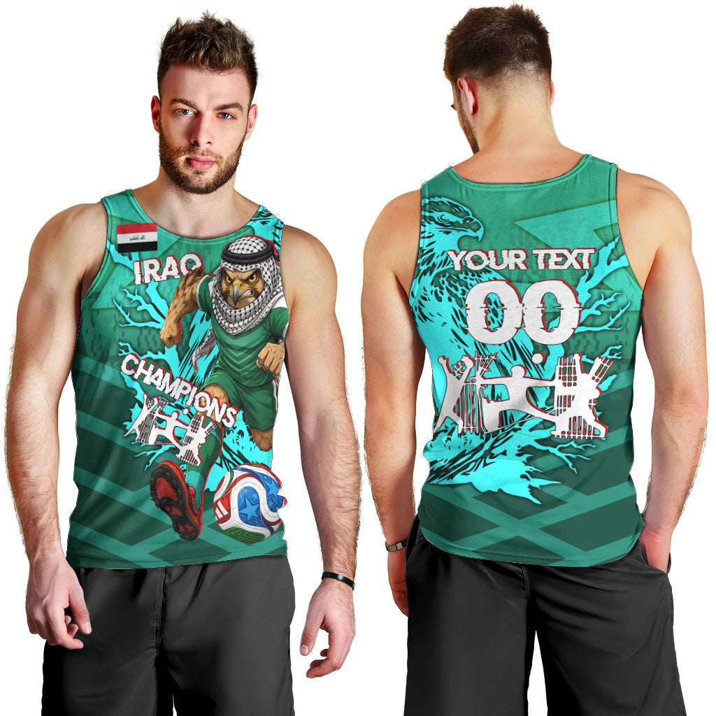 Personalized Iraq Football Champions Men Tank Top Fierce Eagle Mascot In Keffiyeh