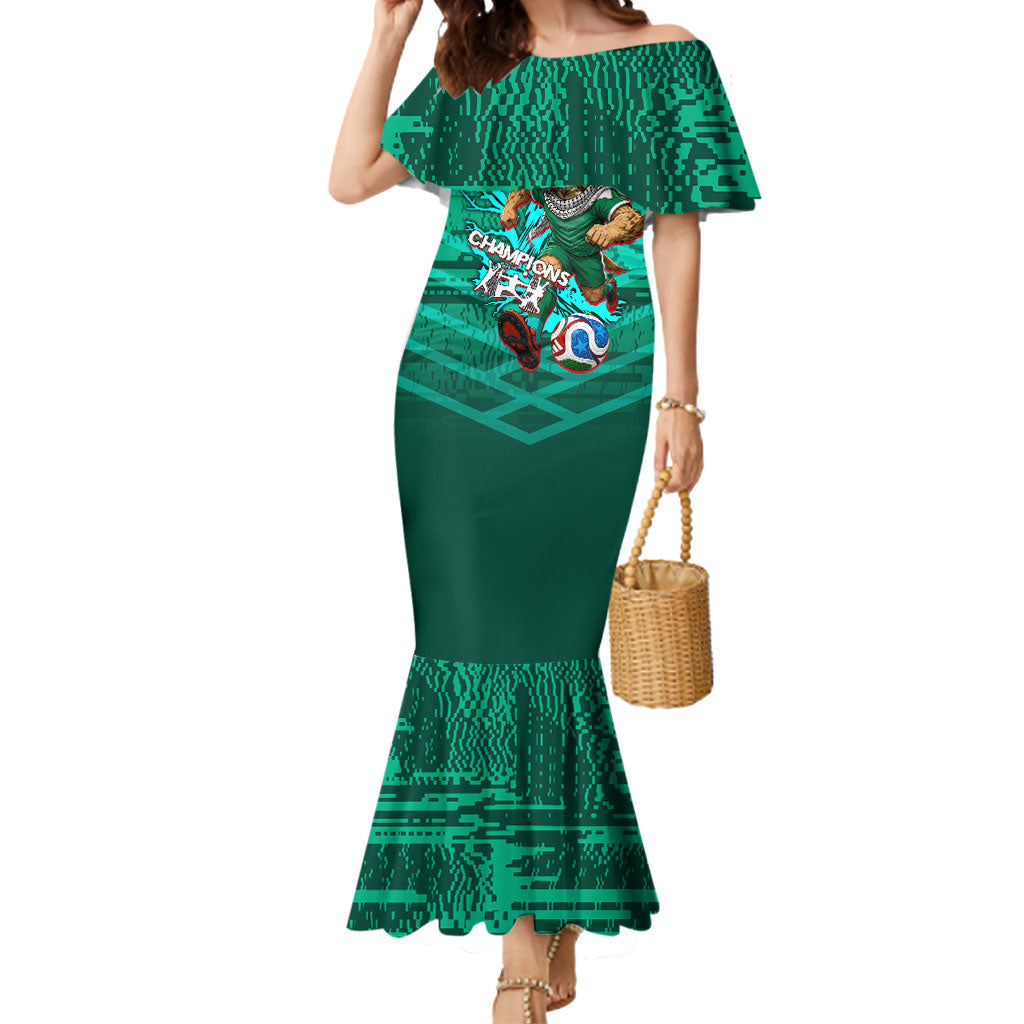 Personalized Iraq Football Champions Mermaid Dress Fierce Eagle Mascot In Keffiyeh