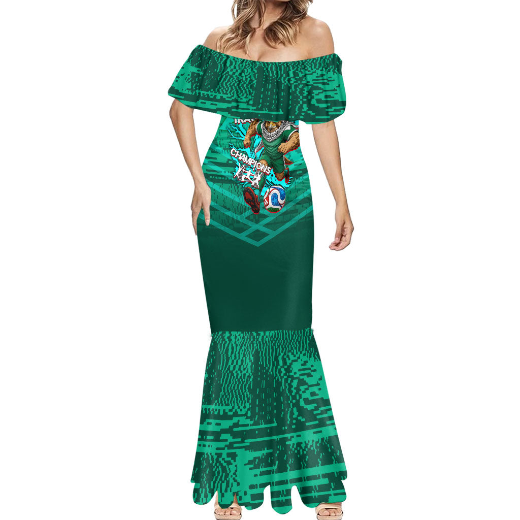Personalized Iraq Football Champions Mermaid Dress Fierce Eagle Mascot In Keffiyeh