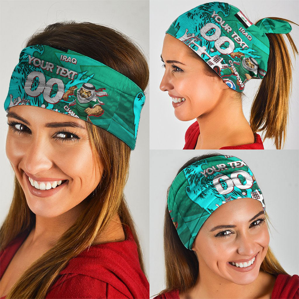 Personalized Iraq Football Champions Neck Gaiter Fierce Eagle Mascot In Keffiyeh