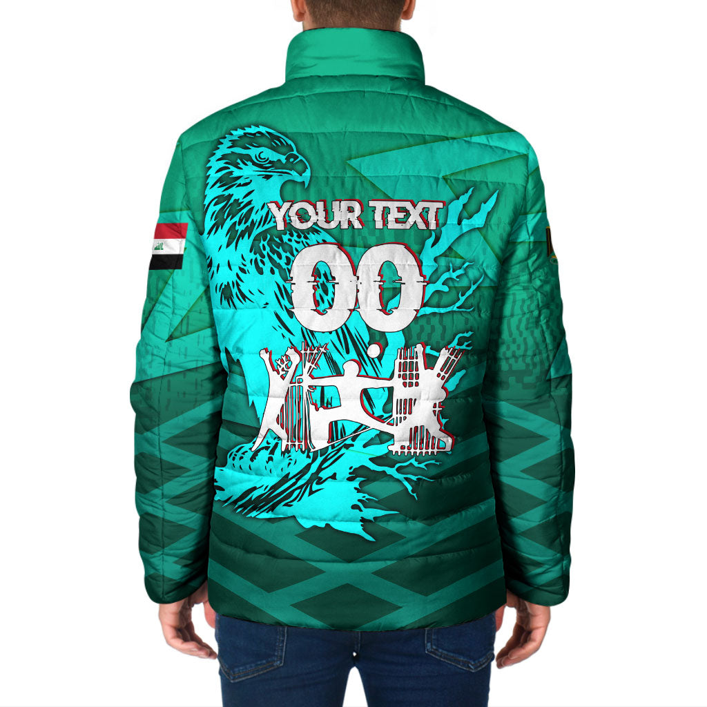 Personalized Iraq Football Champions Padded Jacket Fierce Eagle Mascot In Keffiyeh