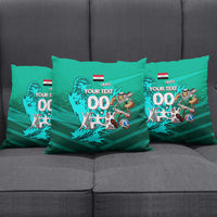 Personalized Iraq Football Champions Pillow Cover Fierce Eagle Mascot In Keffiyeh